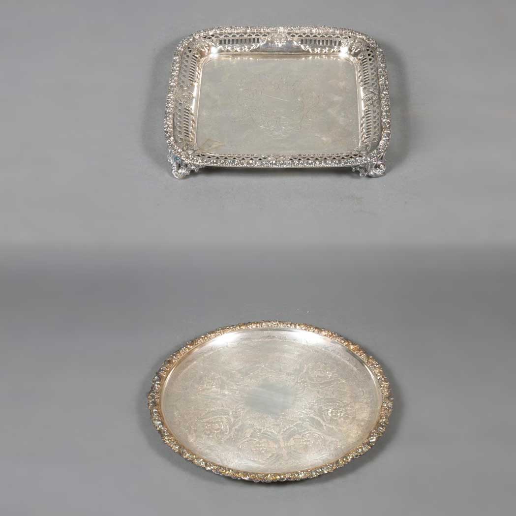 Appraisal: Group of Five Silver Plated Trays Length of largest inches