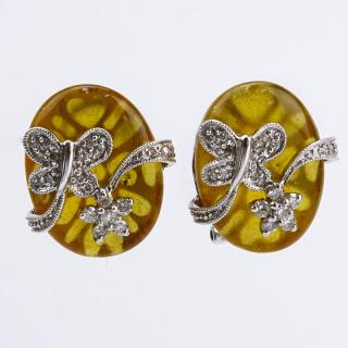 Appraisal: Approx carat Diamond Citrine and Karat White Gold Earrings Stamped