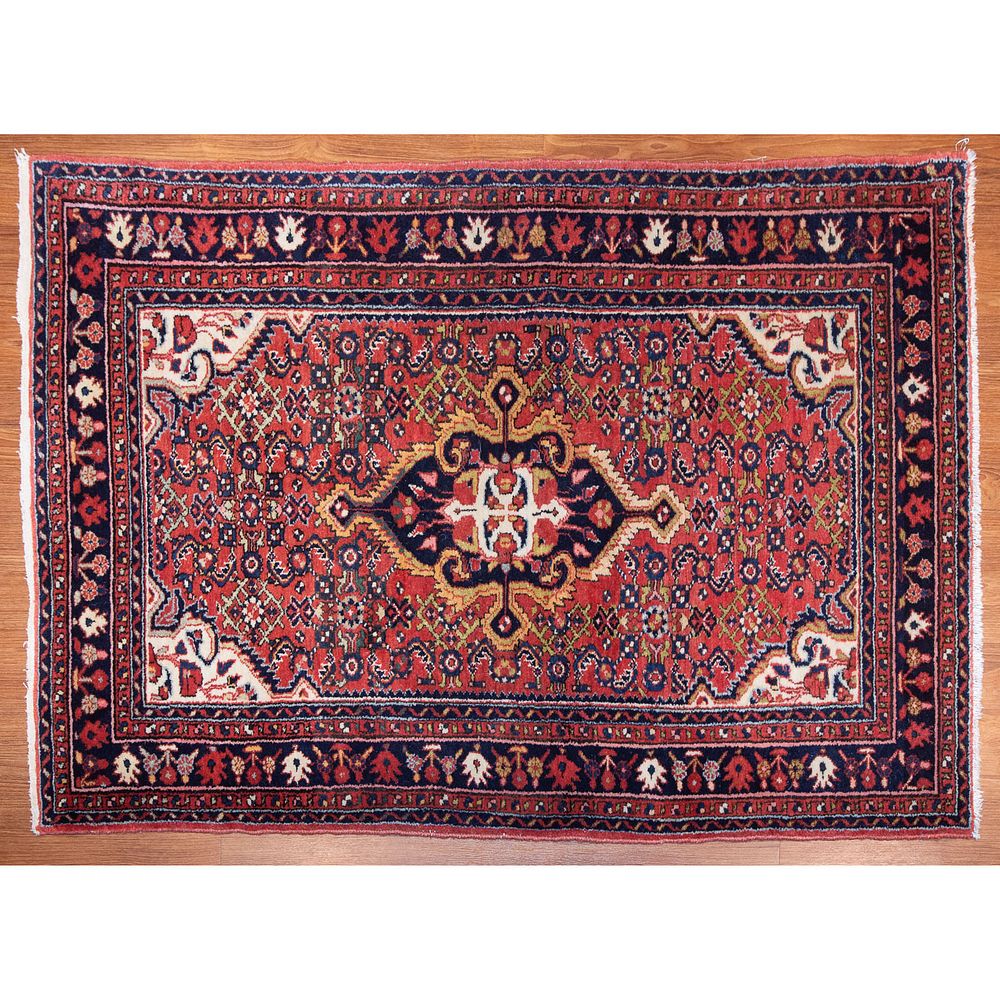 Appraisal: Semi-Antique Hamadan Rug Persia x Second quarter- th century hand-knotted