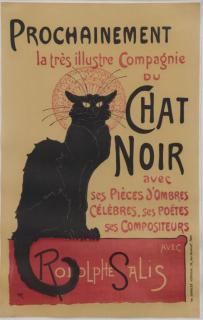 Appraisal: STEINLEN Theophile Chat Noir Prochainement Color lithograph poster Imp Charles