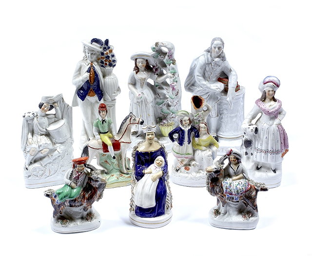 Appraisal: A Staffordshire Pottery model of Milton th Centuryand nine other