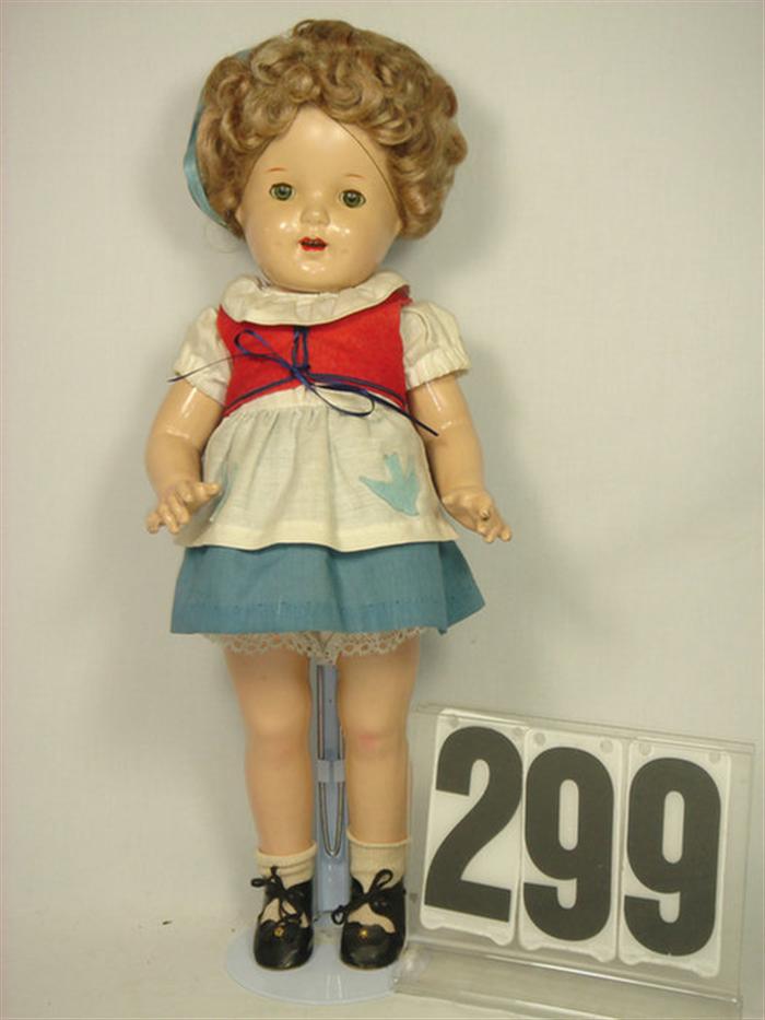 Appraisal: Unmarked vintage composition Shirley Temple Doll inches tall all composition