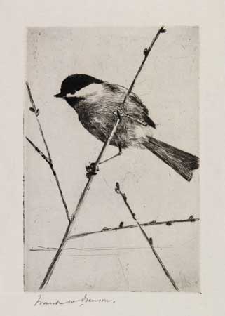 Appraisal: FRANK W BENSON Chickadee Drypoint x mm x inches full