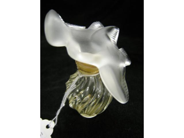 Appraisal: Lalique French Crystal Perfume Bottle frosted lovebird stopper excellent