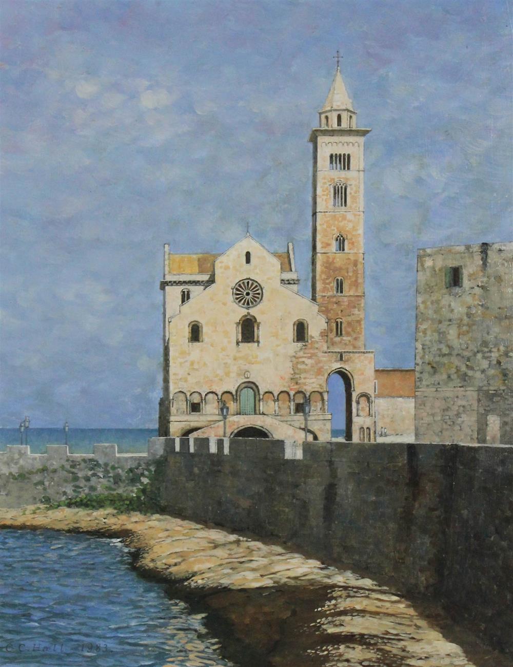 Appraisal: CHRISTOPHER HALL BRITISH - TRANI CATHEDRAL Oil on board x