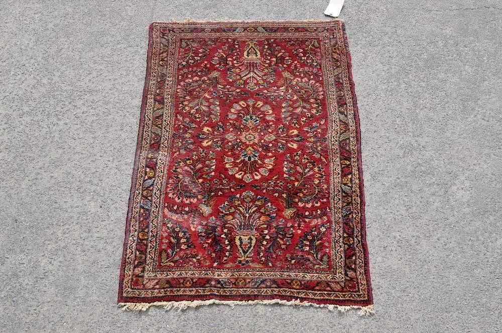 Appraisal: Sarouk Mat Sarouk mat long wide Condition a few small