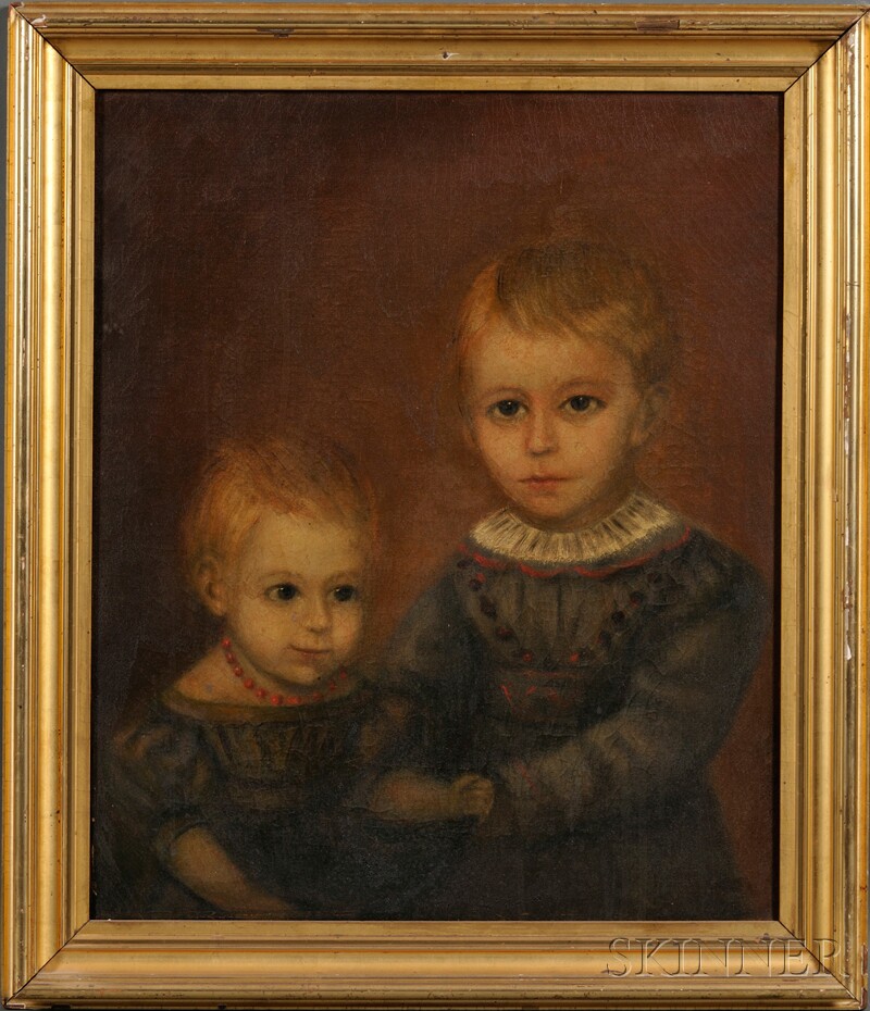 Appraisal: American School th Century Portrait of Two Children c Unsigned