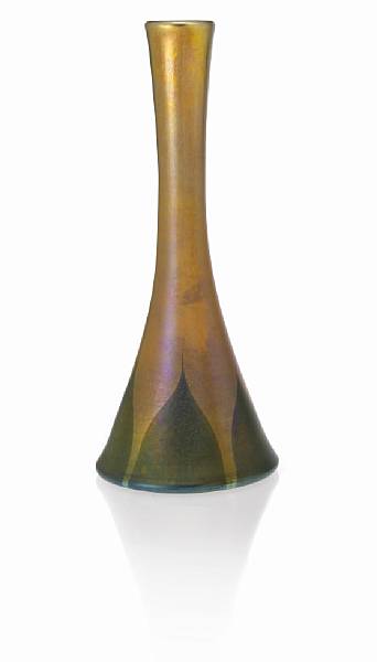 Appraisal: A Tiffany Favrile decorated glass trumpet vase circa inscribed J