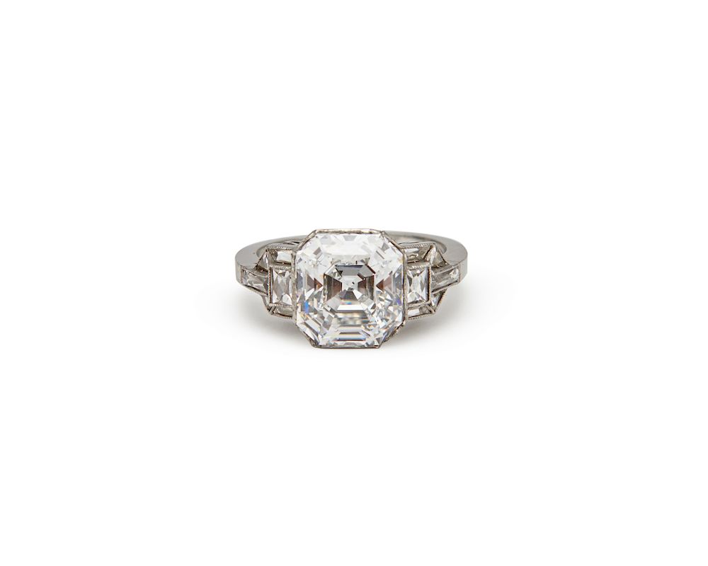 Appraisal: Platinum and Diamond Ring Platinum and Diamond Ring centering an