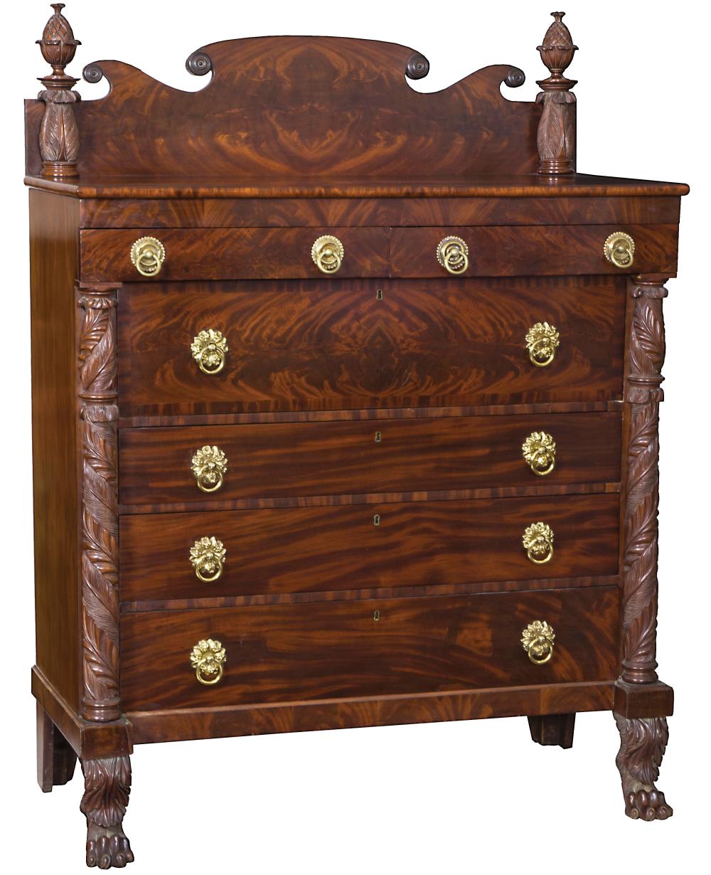 Appraisal: American Classical Carved Mahogany Chest of Drawers early th c