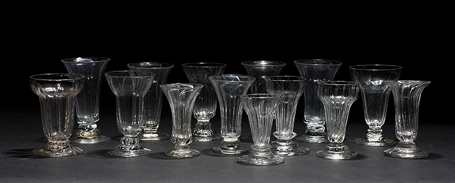 Appraisal: A GROUP OF FOURTEEN VARIOUS ANTIQUE SYLLABUB GLASSES some moulded