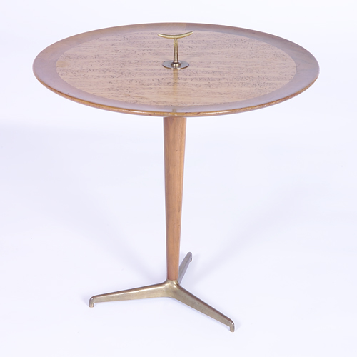 Appraisal: EDWARD WORMLEY DUNBAR Walnut occasional table no with inset birch