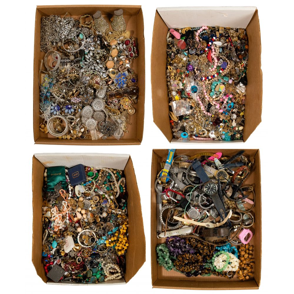 Appraisal: SEMI-PRECIOUS GEMSTONE RHINESTONE AND COSTUME JEWELRY ASSORTMENTApproximately pounds of necklaces