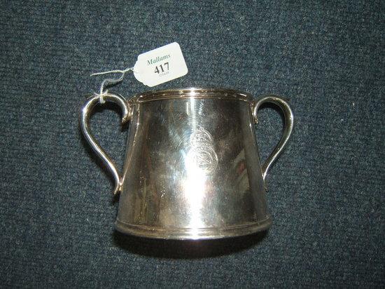 Appraisal: AN ELKINGTON SILVER PLATED SUGAR BOWL with scrolling handles with