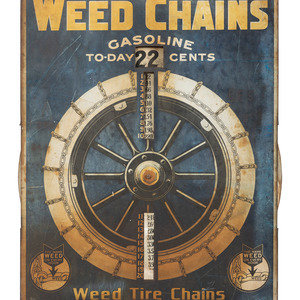 Appraisal: A Tin Lithograph Weed Chains Service Station Display Sign American