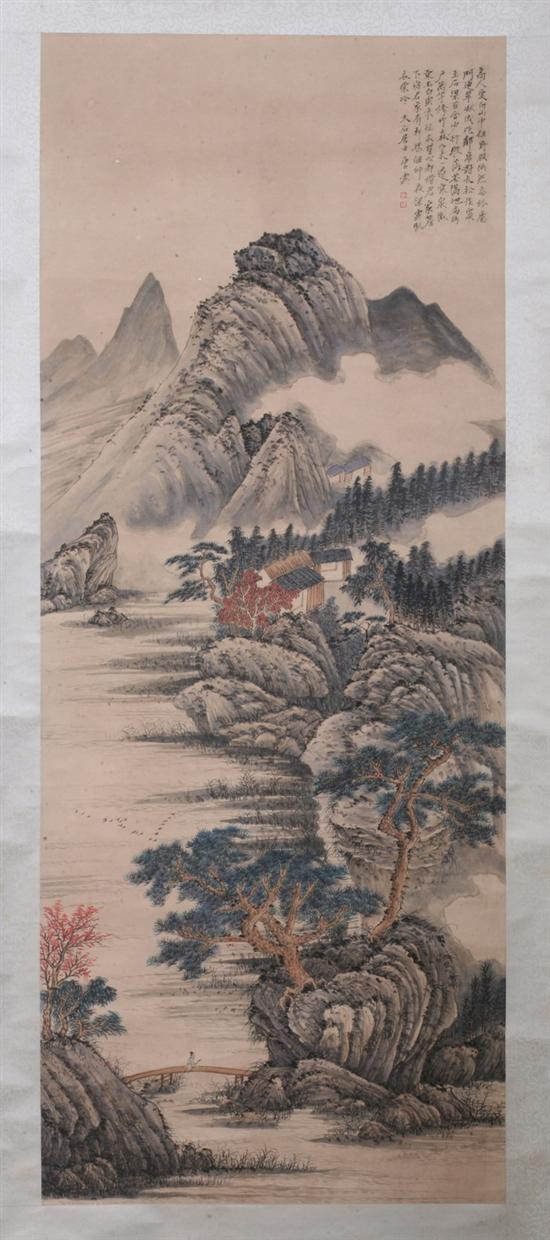 Appraisal: AFTER TANG YUN Chinese - MOUNTAINOUS LANDSCAPE ink and color