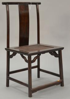 Appraisal: Oriental Ming hardwood side chair with caned seat th th