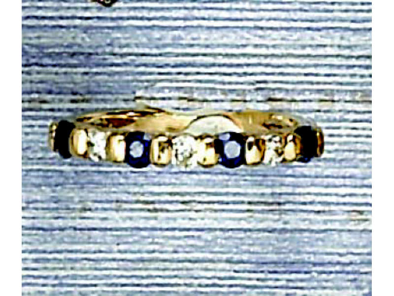 Appraisal: DIAMOND AND SAPPHIRE BAND k yellow gold single row band