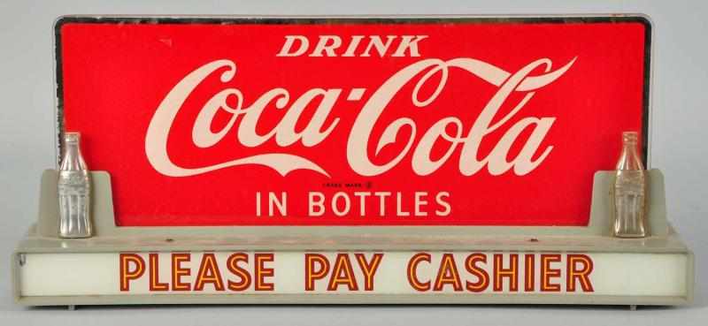 Appraisal: Plastic Glass Coca-Cola Counter Sign Description s Made by Price