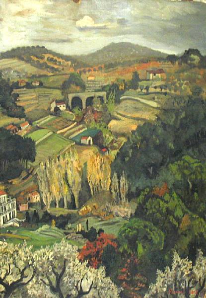 Appraisal: Sir Francis Cyril Rose British - Farmhouses in a valley