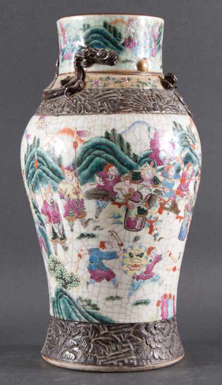 Appraisal: Chinese Export Famille Rose porcelain crackle glaze vase second half-