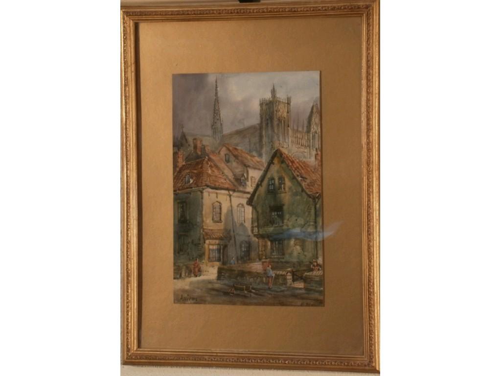 Appraisal: E Nevil Amiens and Abbeville a pair of watercolours signed