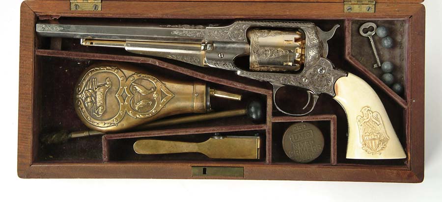 Appraisal: CASED ENGRAVED REMINGTON NEW MODEL ARMY REVOLVER Cal SN Beautiful