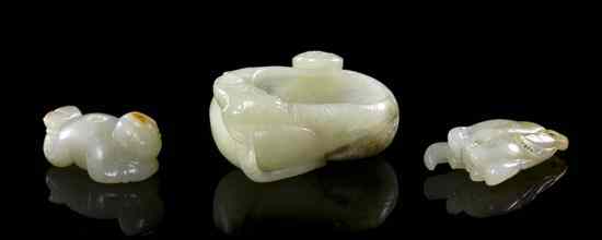 Appraisal: A Group of Three Jade Articles comprising one toggle of