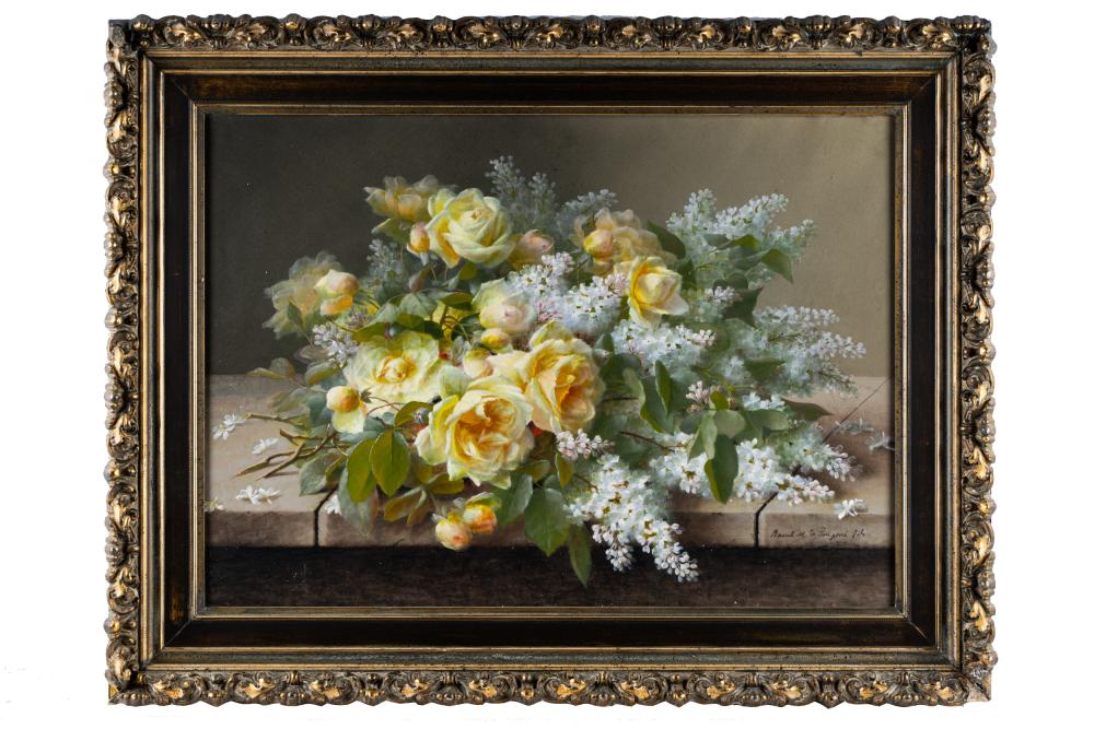 Appraisal: RAOUL DE LONGPRE OR - FLORAL STILL LIFEgouache on paper