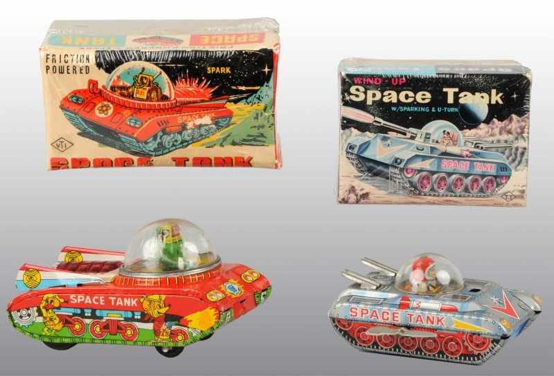 Appraisal: Lot of Tin Space Tank Toys Description Includes one Japanese