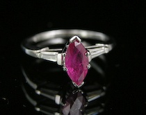 Appraisal: Ladies' Ruby Diamond Ring A k white gold band set