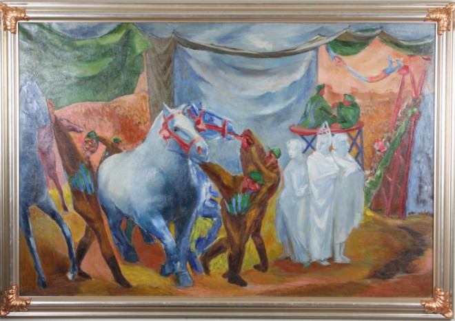 Appraisal: Dorothy Van Loan Circus scene circa oil on canvas x