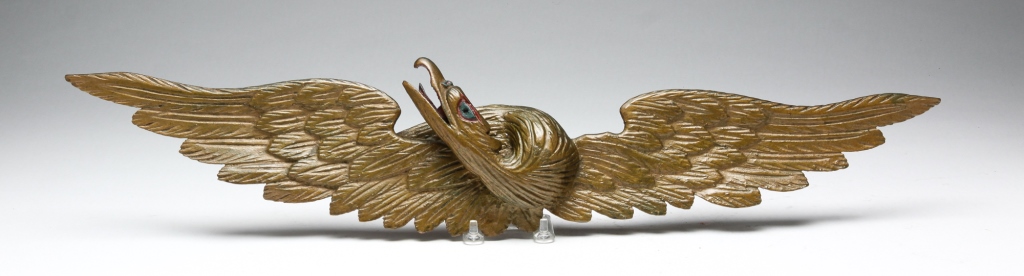 Appraisal: AMERICAN BELLAMY STYLE EAGLE CARVING Late th century pine Thin