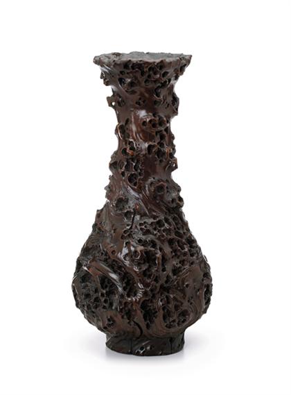 Appraisal: Large Chinese root wood vase th century Of pear-shape form