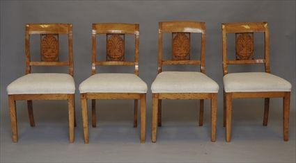 Appraisal: Four Inlaid Biedermeier Side Chairs