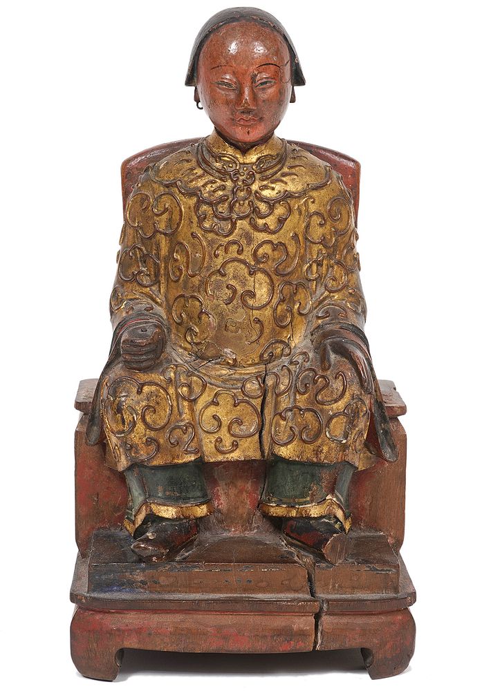 Appraisal: Chinese Carved Wood Figure Chinese carved figure of a man