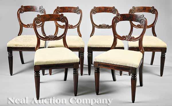 Appraisal: A Good Set of Six American Classical Carved Mahogany Side