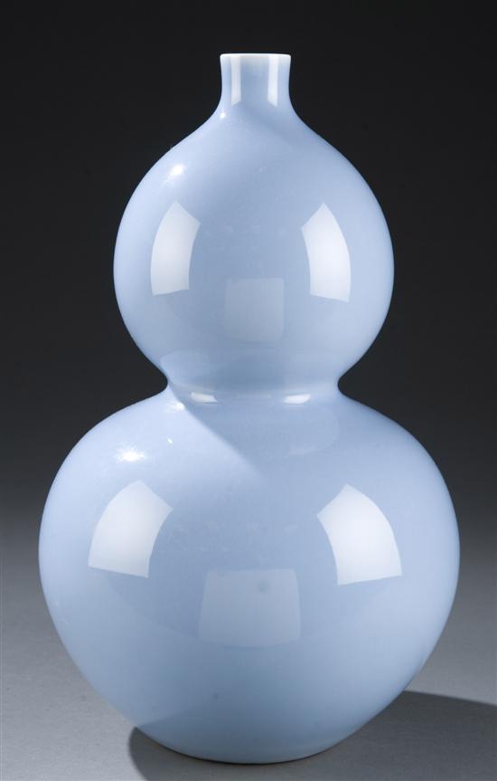 Appraisal: Chinese double gourd vase Sky blue glazed vase with blue