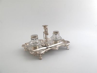 Appraisal: A Victorian inkstand the serpentine moulded border with flowers and