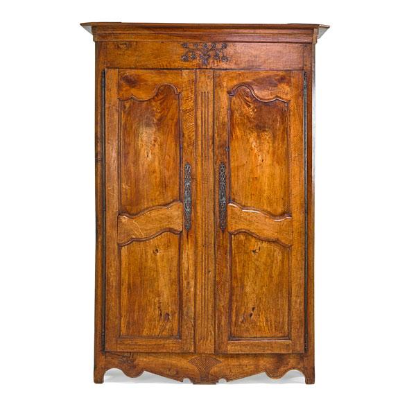 Appraisal: LOUIS XV PROVINCIAL ARMOIRE Walnut and cherry two paneled doors