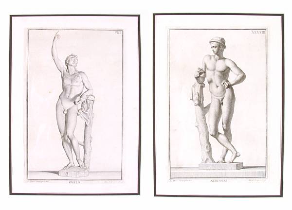 Appraisal: After Giovanni Domenico Campiglia Studies of Classical Sculptures Copper engravings