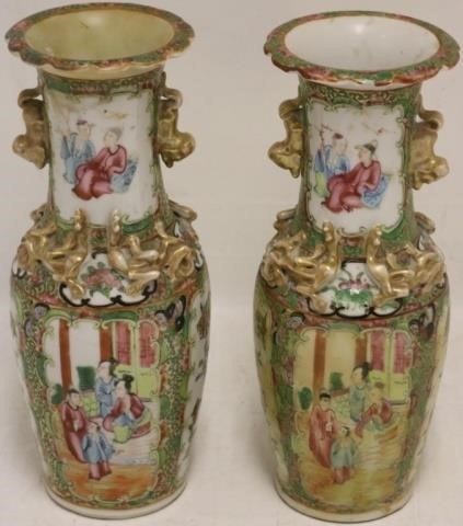 Appraisal: PAIR OF TH C ROSE MEDALLION BALASTER FORM VASES HIGH