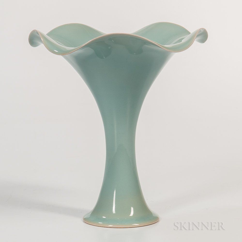 Appraisal: Kawase Shinobu b Celadon Vase Kawase Shinobu b Celadon Vase