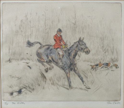 Appraisal: Tom Carr British - The Ditch hand-colored etching signed LR