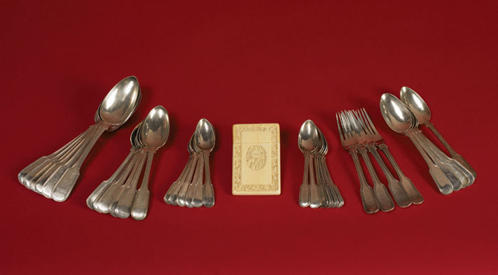 Appraisal: CHINESE EXPORT SILVER FLATWARE BY KHECHEONG IN THE FIDDLE THREAD