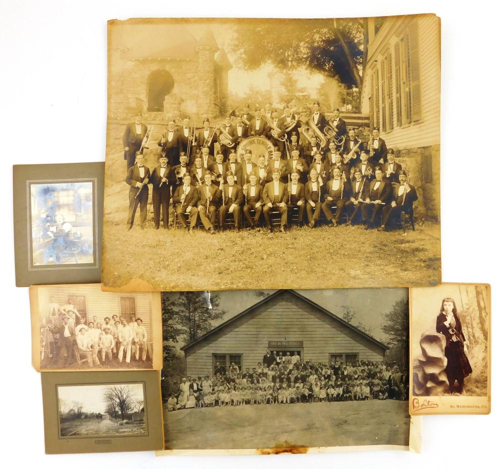 Appraisal: Group of six early photographs including large group image of