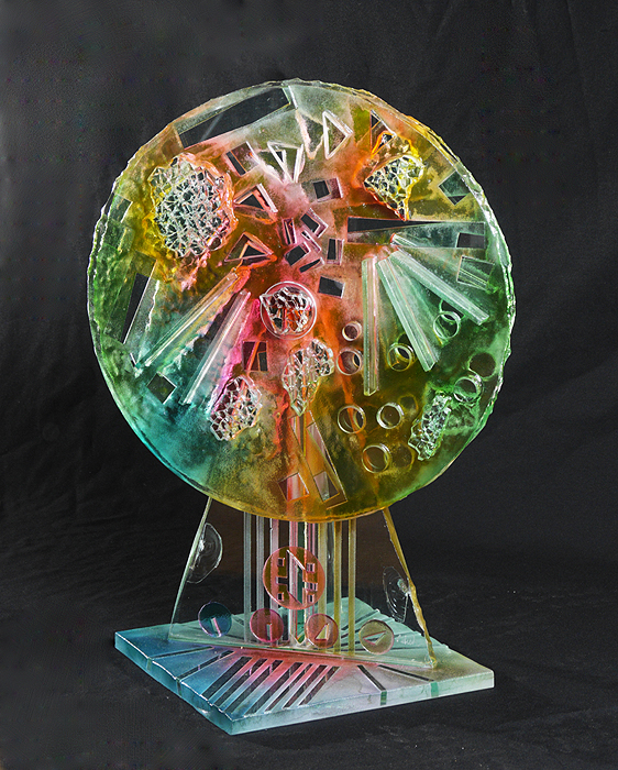 Appraisal: PELISH Susan American th Century Art glass sculpture with round