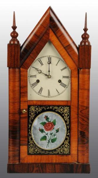 Appraisal: Gothic Style Time Strike Clock Description With original reverse painting