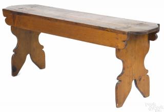 Appraisal: Mortised pine bench late th c with a scalloped seat