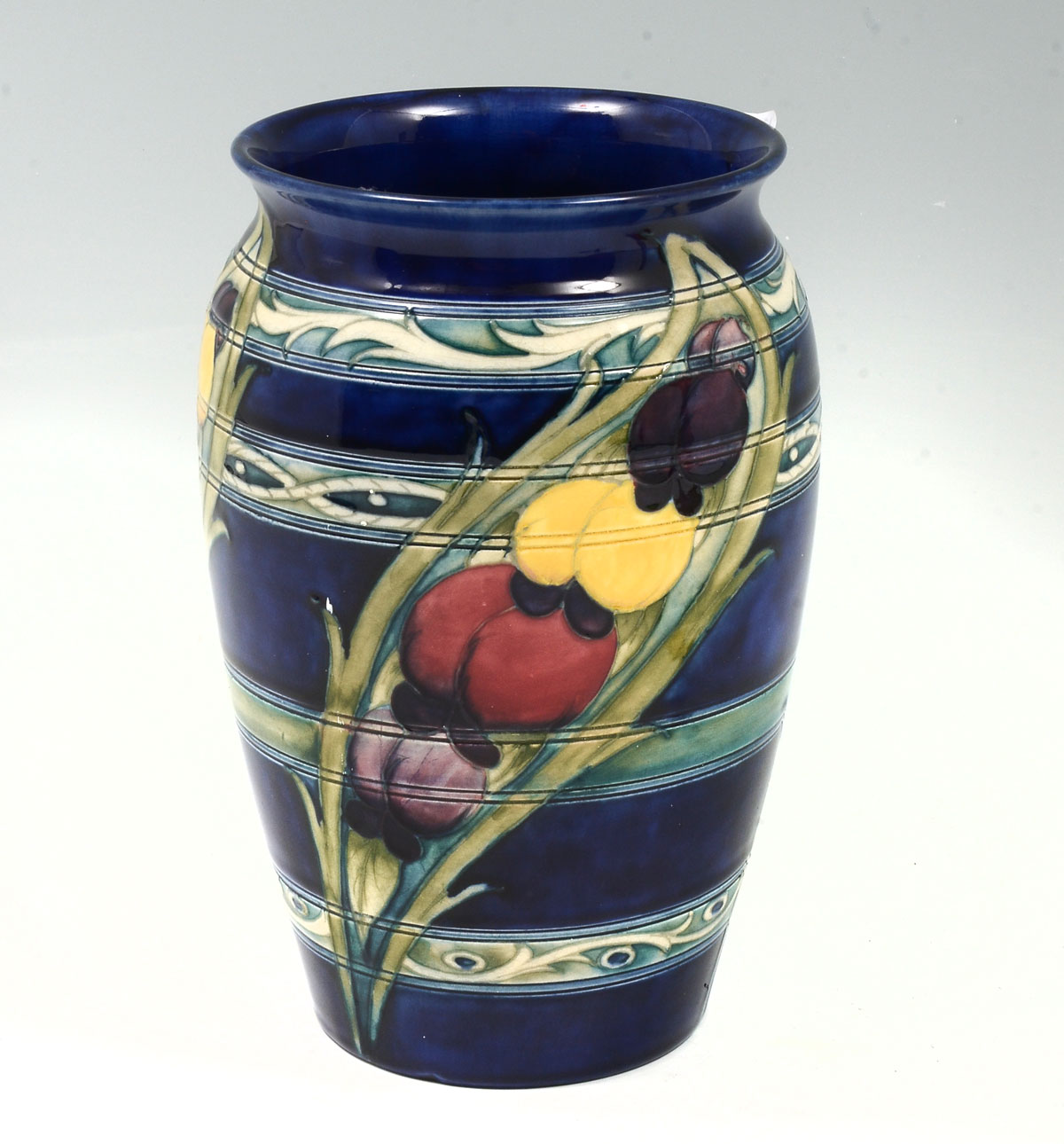 Appraisal: ENGLISH MOORCROFT POTTERY VASE Cobalt blue ground Moorcroft vase made